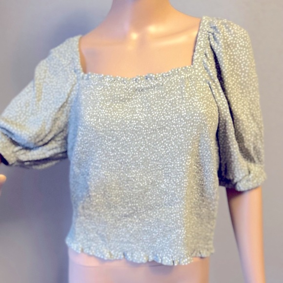 LOFT Tops - Loft smocked ballon sleeves polka dot top size medium